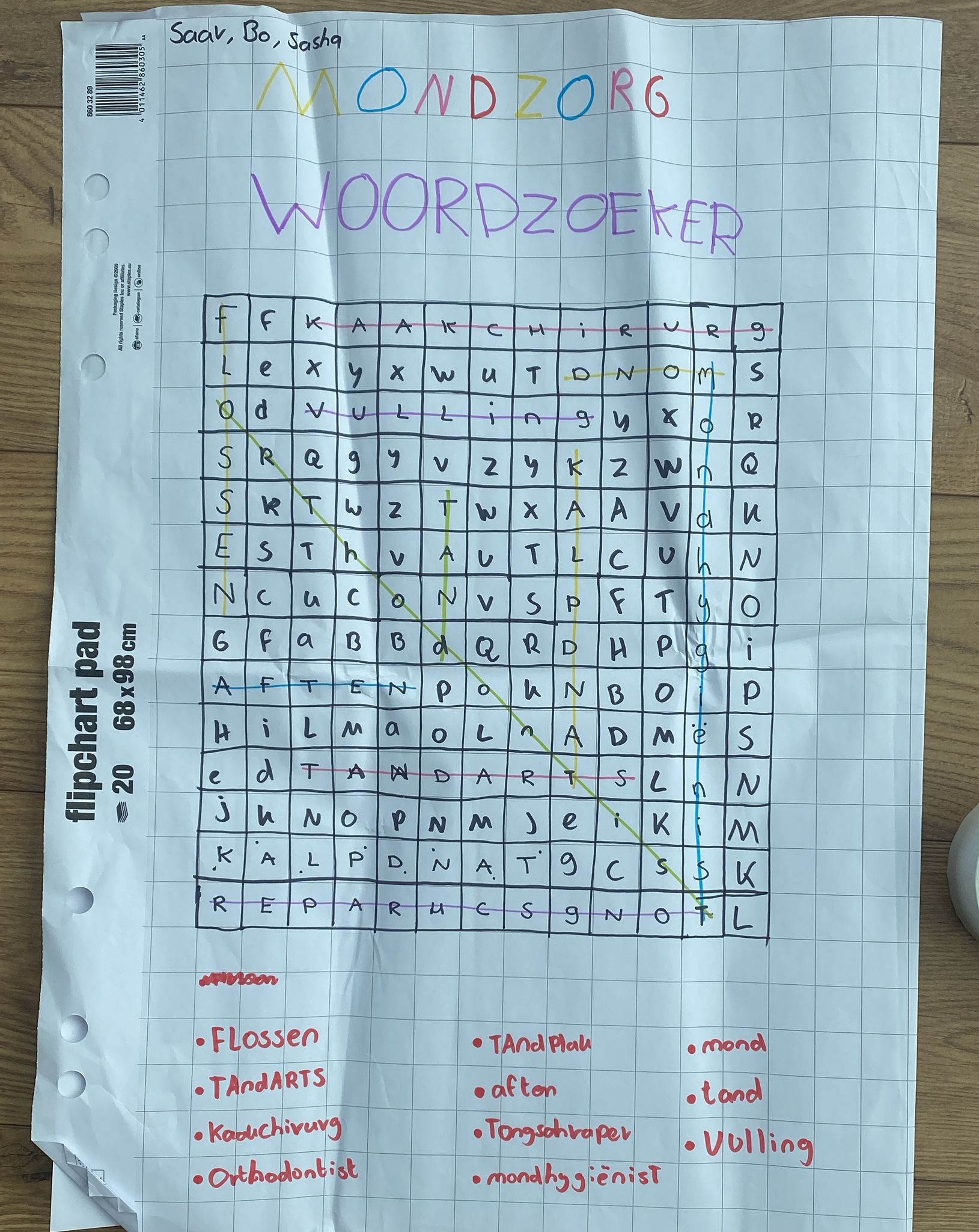 Woordzoeker gemaakt door studenten